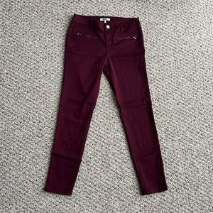 Dark burgundy skinny jeans